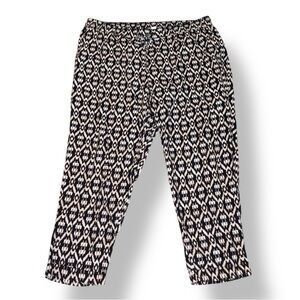 Mid-Rise Cropped Linen-Blend Pants Neutral Ikat